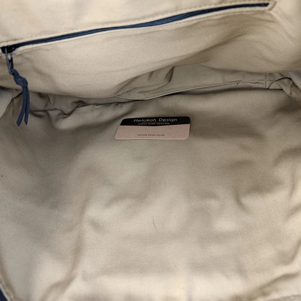 Melakah Design Handmade Black Brown Canvas Leather Handle Logo Emblem Tote Bag - Picture 13 of 16